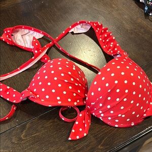Red Polka Dot Bikini Top